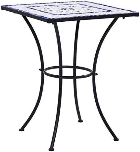 vidaXL Mosaic Table 60cm Black and White Outdoor Garden Patio Balcony Desk