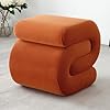 Velvet pouf ottomanmodern footstoo ottomancomfortable upholstered vanity stoolmulti functional s shape ottomanunder desk ottoman for living room bedroom entrance orange  urban country home decor