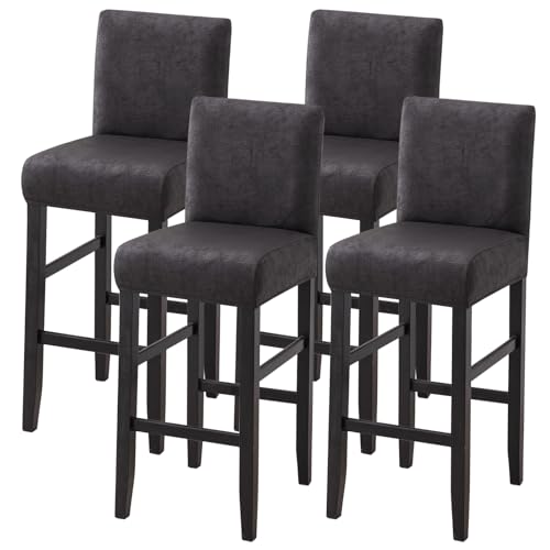 Image of FUANGUI Bar Stool Covers Set of 4, Stretch Bar Stool Seat Covers | Washable Removable Bar Chair Covers with Backs Slipcovers, Bar Chair Covers Square for Kitchen Dining Room Cafe