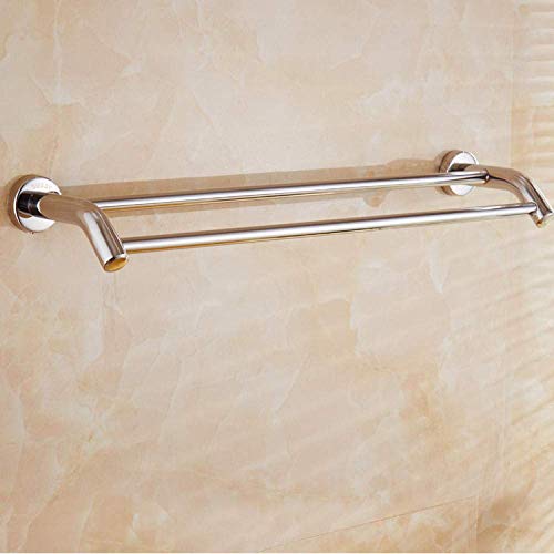 Porte-serviettes de bain chrome suspendu double barre murale 50cm