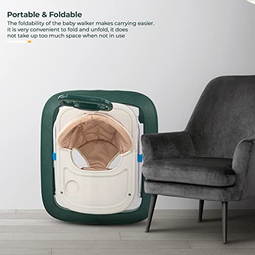 Image of Baybee Nexus Baby Walker for Kids with Parental Push Handle & 2 Height Adjustable, Multi-Function Folding Activity Walker for Baby with Musical Toy Bar | Walker Baby 6-18 Months Boys Girl (Dark Green)