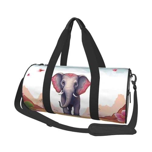 Travel Duffel Bag Sports Gym Bag With Shoes Compartment,Lightweight Overnight Weekender Bag Lucky Elephant Yoga Gym Sports Bag For Men Women