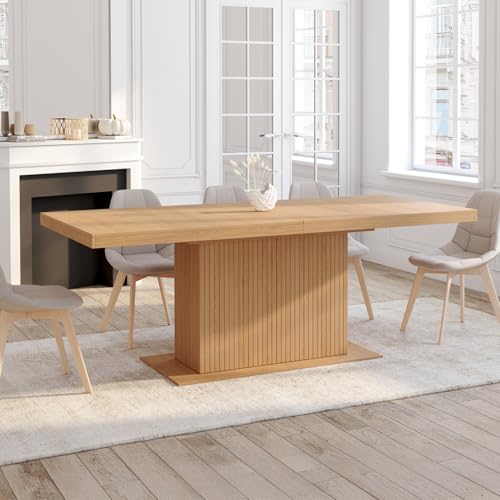 Table à manger extensible rectangle Juliette 8 à 12 personnes avec rangement central - 6