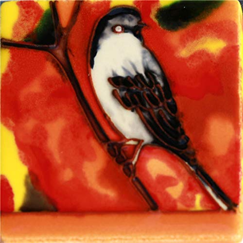 Brown and White Bird - Decorative Ceramic Art Tile Magnet - 3"x3" En Vogue