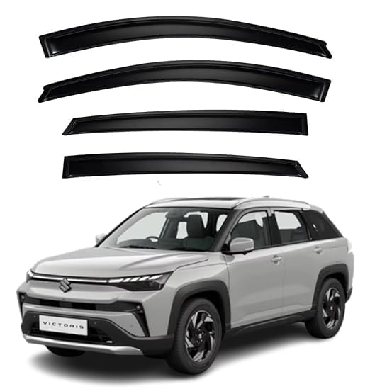 Image of Premium Smoke Car Door Visor Front+Rear Sun /Rain Guard Outside Mount Tape-On Window Visors Compatible with Suzuki Victoris (2025-2026)