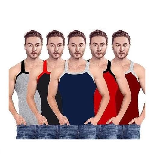 Premium Men's Vest Combo Pack of 5 | Cotton Gym Sleeveless Baniyan | Multicolor Inner-picture-32
