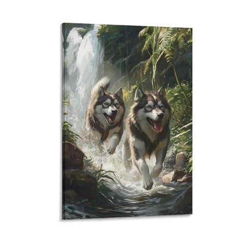 Peintures sur toile Husky sibérien décoration murale maison salon 50x75cm