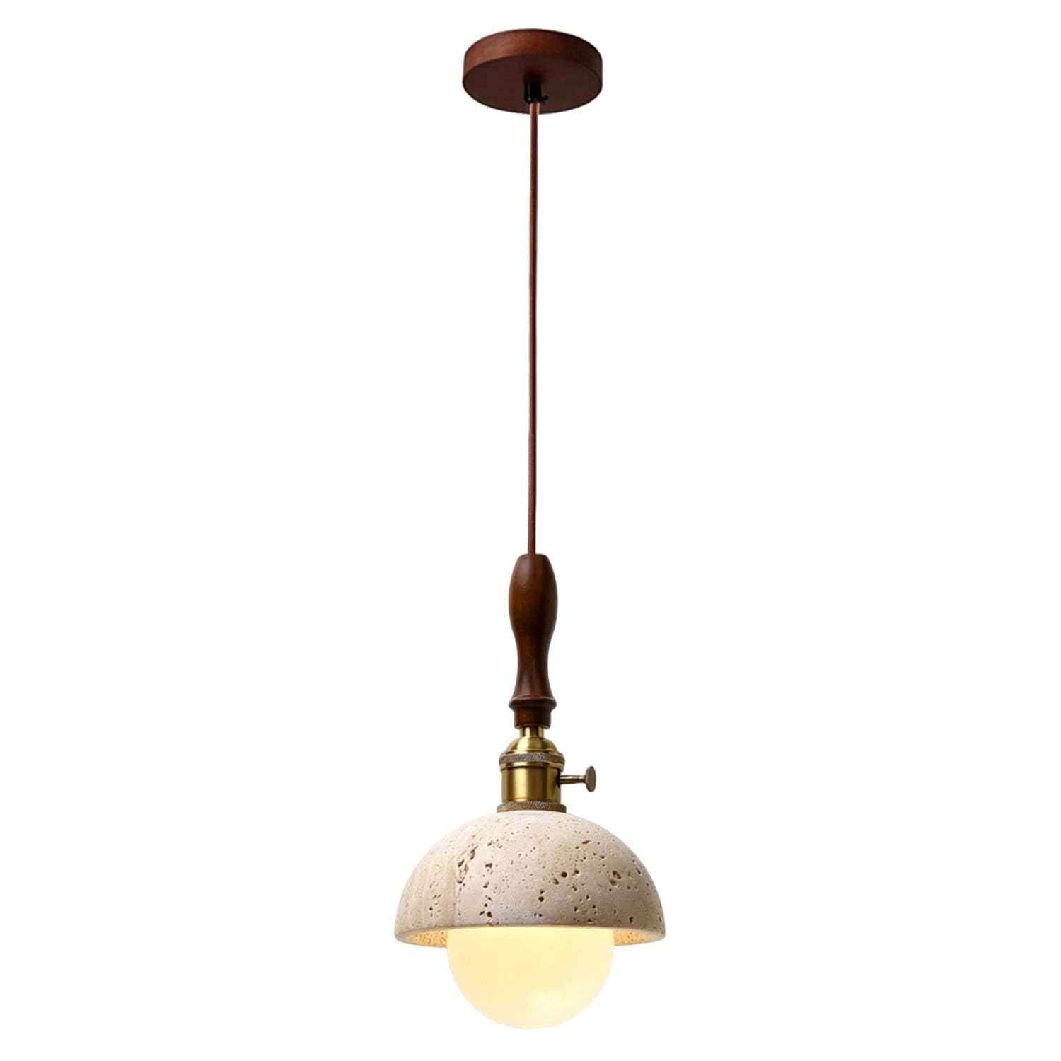 Generico Lampada A Sospensione In Travertino Naturale Da Soffitto In Legno Vintage Per Fattoria E26 Regolabile