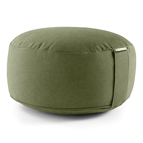 Lotuscrafts® meditationskudde med 15 cm sitthöjd, yogakudde med dinkelfyllning, yogakitt rund, golvkudde rund, yogakitt meditationskudde,...