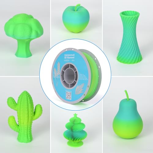 Image of Matte Rainbow PLA 3D Printer Filament, 1KG Spool(2.2lbs) 1.75mm PLA Fast Color Change 3D Printing Material, Multicolor PLA,Gradient Filament for Most FDM 3D Printers,Matte Yellow Green