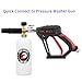 Tool Daily Short Pressure Washer Gun with Foam Cannon, 1/4 Inch Quick Connector, with 5 Pressure Washer Nozzle Tips, 1 Liter