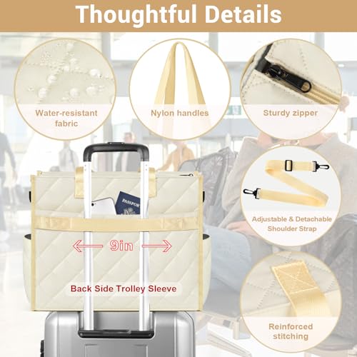 Image of IBFUN Utility Tote Bag with 24 Pockets, Large Teacher Tote for Women with Laptop Compartment, Travel Tote Bag with Zip Top