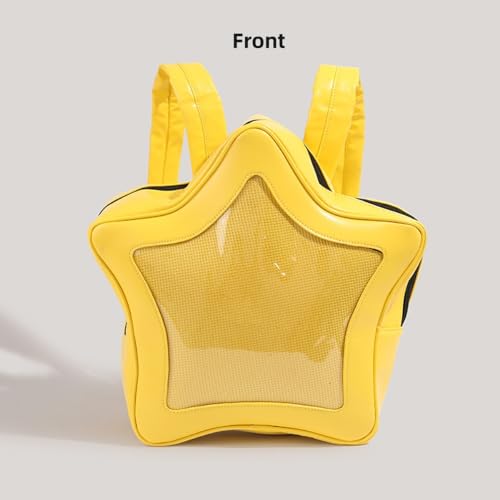 Yellow Star Kawaii Backpack PU Leather Ita Bag Backpack Y2k Shoulder Bag Aesthetic Cute Backpack (Yellow)4