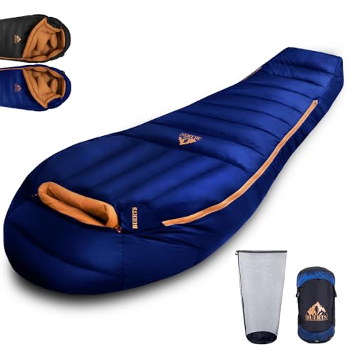 Down Backpacking Sleeping Bag 680FP. Cold Weather Sleeping Bag 0°F-32°F (Multiple Temperature Options), XL Large 4 Season Sleeping Bag for Adults Camping Hiking Mountaineering. 0 Degree Blue
