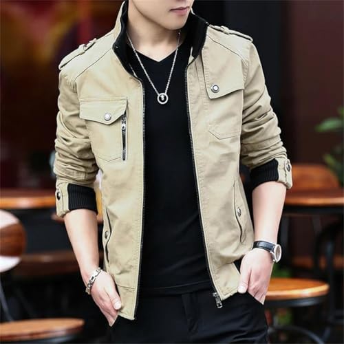 Mens Cargo Jacket Military Jacket Coats Bomber Jacket Stand Coats4