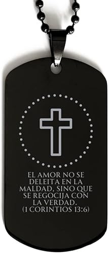Regalos religiosos para Mujer - El Amor no se deleita en la maldad, sino que se regocija con la verdad (1 Corintios 136) - placa de identidad con disponible en Yaxa Peru