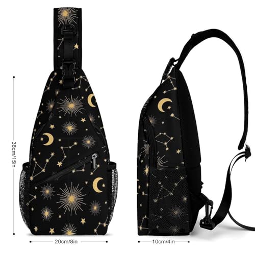 Lightweight Chest Shoulder Backpack, Chest Bag, Fashion Day Pack For Women And Men Moon Star Starry Sky Constellation2