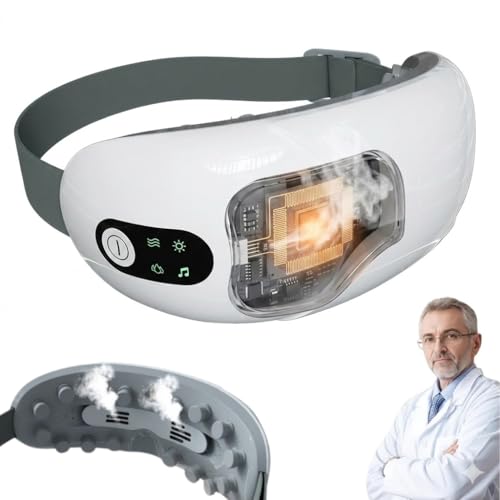Beminda Steam Eye Therapy Pro - 16 Bionic Massage Nodes Steam Eye Mask for Dry Eyes - Smart Nano Mist Eye Steamer with Heat Vibration & Music - 4 Modes Adjustable Eye Spa (1PCS)