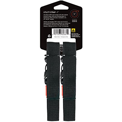 Image of GEAR AID Utility Straps with Side-Release Buckle, Secure and Compress Camping, Biking, Hunting, Boating Gear, 1 inch Width, 40 inch Length