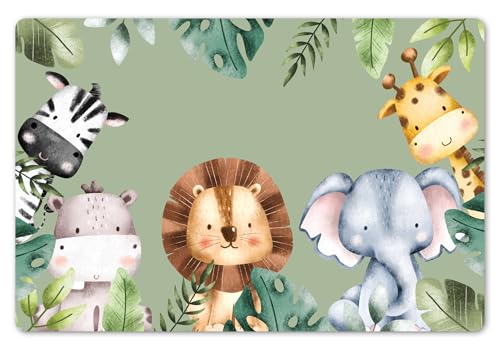 OnlyWow Platzsets Abwaschbar 1-Teilig 45x30 cm Tischsets Platzdeckchen Platzset Unterlage Tischset Esstisch Edle Tischunterlage Placemat Tiere - Aquarell - Kind - Natur