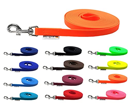 Schleppleine für Hunde Biothane Hundeleine mittlere/große Hunde Breite 16mm 1m / 3m / 5m / 10m / 15m (3m MIT Handschlaufe, Neonorange)