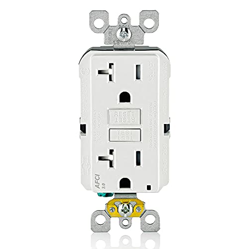 Image of Leviton AFCI Outlet, 20 Amp, Self Test, Tamper-Resistant with LED Indicator Light, Protection from Electrical Fires, AFTR2-W, White