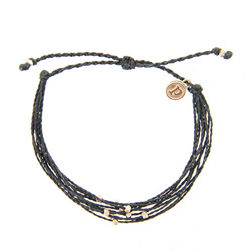 Pura Vida Rose Gold Malibu Black Bracelet - Waterproof, Artisan Handmade, Adjustable, Threaded, Fashion Jewelry for Girls Women