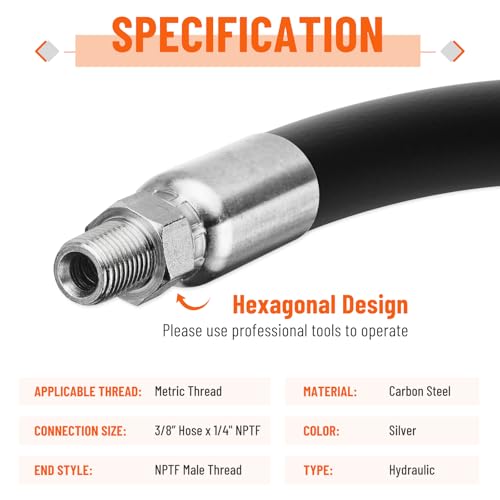 Image of 12 Pack 1 /4 inch NPTF Hydraulic Hose Fittings, 3 /8 inch I.D. Hose x 1 /4 inch NPTF Male with Protection Cover Hydraulic Hose End Crimp Fitting Kits