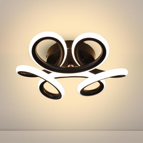 Image of Illiana 22W Modern LED Ceiling Light, Round Wave Design, 3 Color Modes (Warm, Cool & Natural White), Decorative Light for Living Room, Bedroom, Office & Dining Area