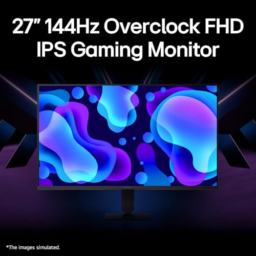 Image of LG 27 inch Ultragear Gaming Monitor, Full HD IPS Display, 144Hz Overclocked Refresh Rate, 1ms MBR, NVIDIA G-Sync Compatible, AMD FreeSync, HDR10, sRGB 99%, HDMI, DisplayPort, Tilt Adjustable, Black