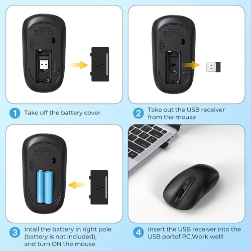 Image of cimetech Wireless Mouse for Laptop, Portable Slim Silent Design for Left & Right Hand Users, Storable Nano Receiver, 800-1600 DPI, 2.4G Compact Computer Mice for MacBook, PC, Windows, Chromebook
