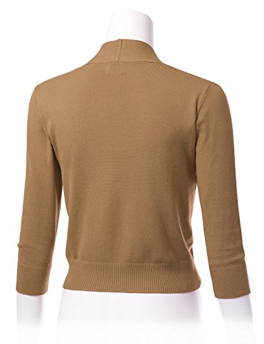 Image of Allsense Women's 3 /4 Sleeve Cropped Shrug Cardigan | Classic Bolero, Open-Front, Lightweight Soft Fine Knit Cover Up