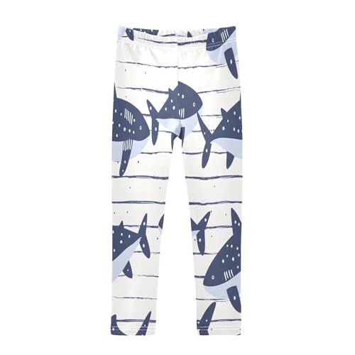 Toddler Girls Leggings Printed Yoga Pants Leggings Cartoon Shark on Strips for Kids