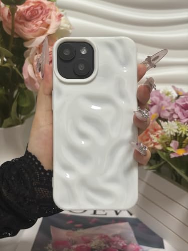 Coque iPhone 15 silicone blanc housse antichoc à texture froissée - 3