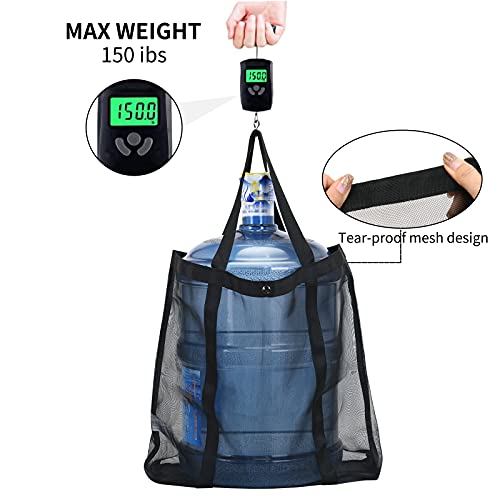 Mesh Beach Bag - Durable Tote Bag- Simply Lightweight For Shopping Groceries Sports Gym Swimming Pool Travel Tote Bag (Black, X-Large) #TOP3