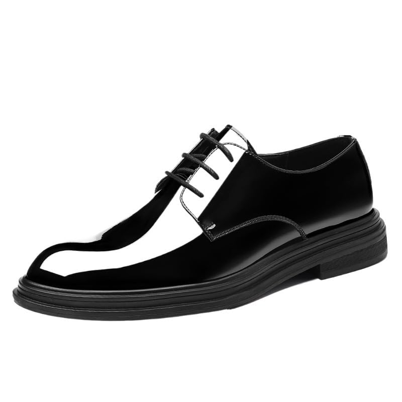 Men's Casual Dress Shoes Dress Oxford Formal Shoes for Men Lace Up Pointed Toe Vegan Leather Shiny Shoes Anti-Slip Non Slip Resistant Wedding