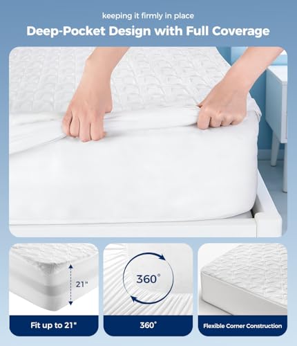 AVIKEN Waterproof Mattress Protector Queen Size, Soft Breathable Mattress Pad with Deep Po - image 4