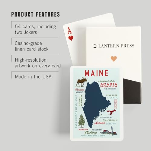 Baraja de cartas tamaño póker, 52 cartas Maine miniatura 3