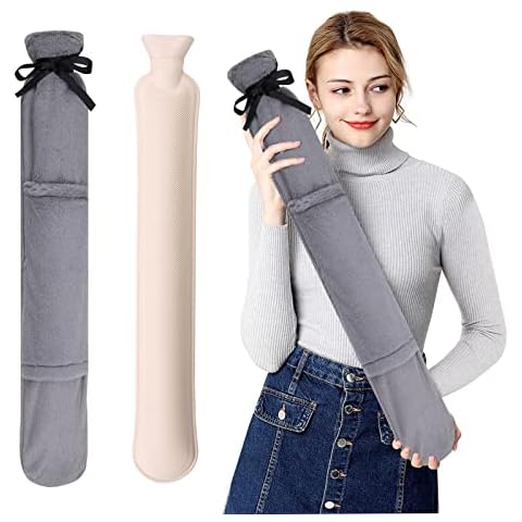 Long Hot Water Bottle with Hand Pocket Cover, 2L Large Capacity, Hot Water Bag, Hot Water Bottles with Soft Fluffy Cover for Relief Pain Waist Neck(72*12cm) Cover