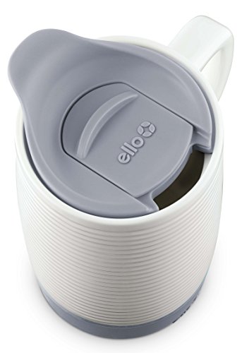 Ello Jane Ceramic Travel Mug With Handle, Splash-Resistant Slider Lid And Built In Coaster, Perfect For Coffee And Tea, Bpa Free, Dishwasher Safe, Gray, 18Oz #TOP2