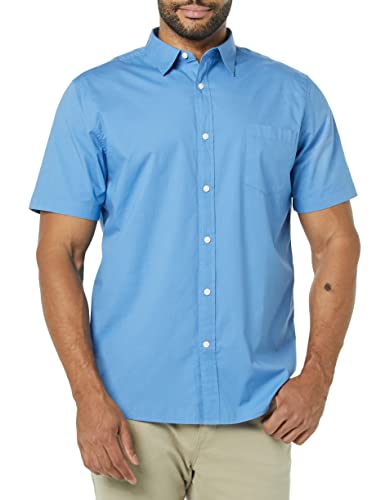 Amazon Essentials Men's Slim-Fit Short-Sleeve Poplin Shirt, Light Blue, XX-Large