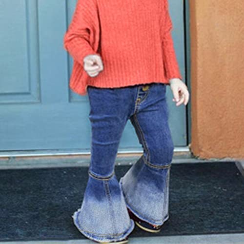 Toddler Kids Girls Flare Jeans Casual Pants Elastic Waist Trousers Children Bell Bottom Pants 2~7 Years4
