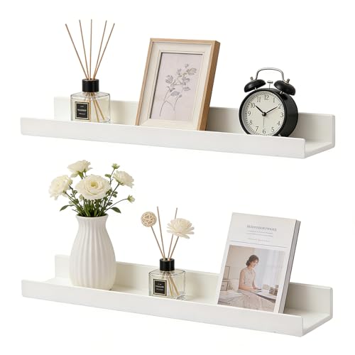 Foonary 2 pièces Étagère murale sans perçage, Étagère murale auto-adhésive de 27 cm, Étagère flottante, Étagère décorative pour organiser et ranger...