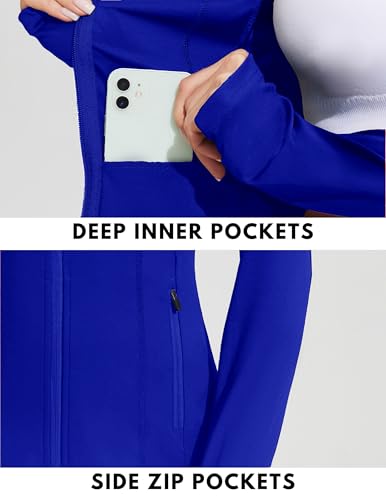 Image of PINSPARK Women's Athletic Jackets Slim Fit Workout Jacket Full Zip Up Running Gym Yoga Sports Tops with Pockets