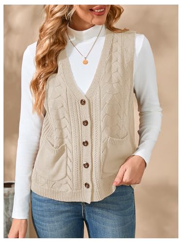 Image of Verdusa Women's Sweater Vest Tops For Women Trendy Sleeveless Button Down Cardigan Outwear