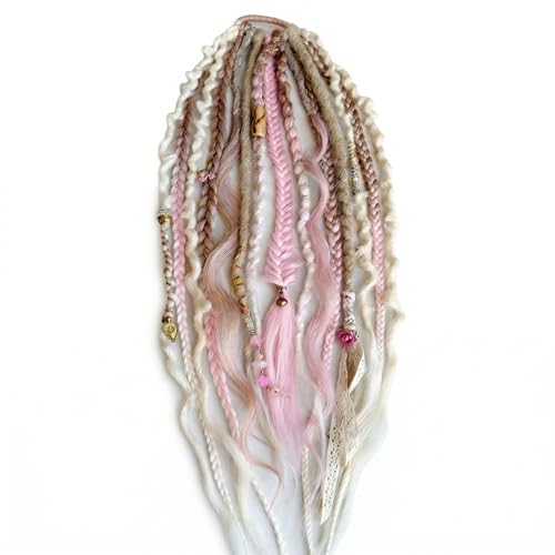 22 Inch Boho Dreadlock Ponytail Extension with Beads, Synthetic Braided
