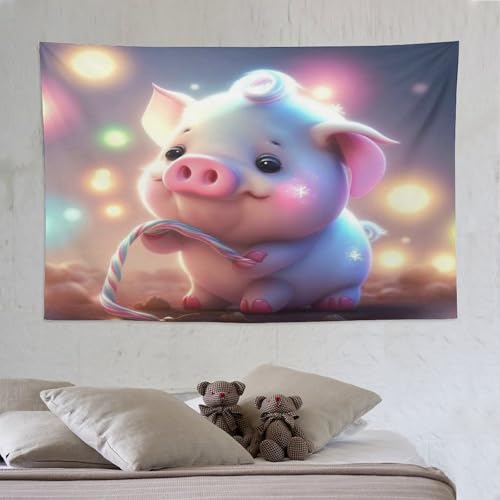 Tapisserie cochon mignon avec impression 3D relief pour tenture murale