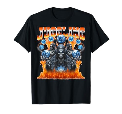 Juggling Juggler Circus Skeleton Skull anni '90 Bootleg Style Maglietta
