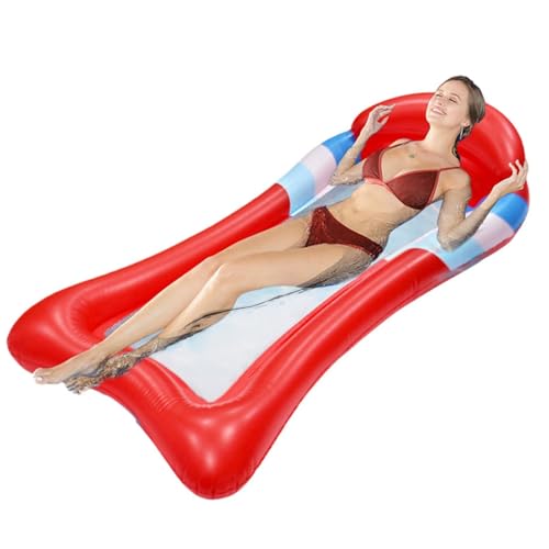 Inflatable Floating Bed, Tanning Bed Pool Float, Fold Adult Water Lounger with Mesh - Comfortable Swimming Bed for Garden Pond