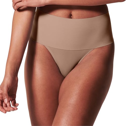 SPANX SPANXsupersmooth Undie-tectable Thong - Comfortable Core Control - Invisible Shapewear Thong - Women's No Show Thong Underwear - Cafe Au Lait - X-Large